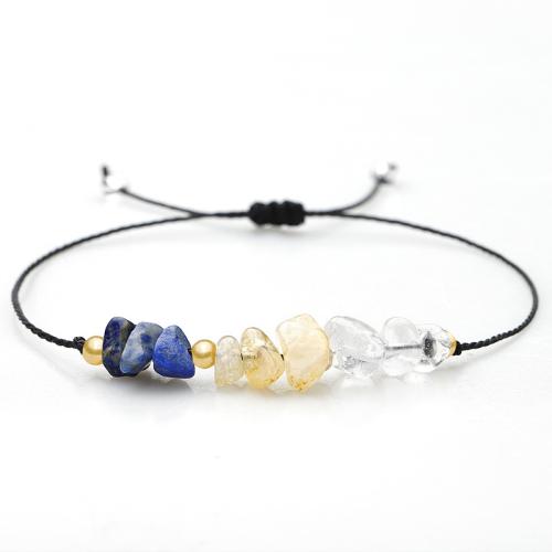 Bracelets quartz, perles de citrine, avec Fil de coton & Lapis lazuli & laiton, fait à la main, bijoux de mode & unisexe & styles différents pour le choix, Longueur:Environ 26 cm, Vendu par PC