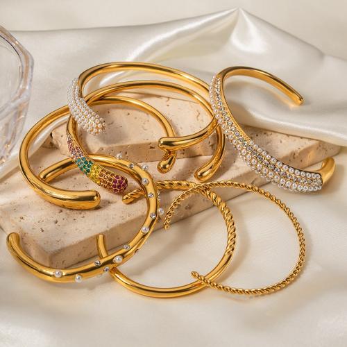 Bransoleta ze stali nierdzewnej, Stal nierdzewna 304, biżuteria moda & różne style do wyboru & dla kobiety, złoto, sprzedane przez PC