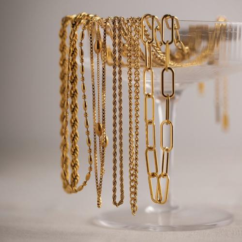 Edelstahl Schmuck Halskette, 304 Edelstahl, Modeschmuck & verschiedene Stile für Wahl & für Frau, Goldfarbe, verkauft von PC