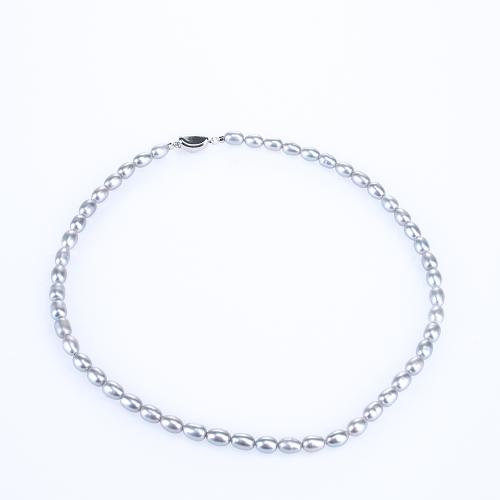 Природное пресноводное жемчужное ожерелье, Пресноводные жемчуги, Связанный вручную, ювелирные изделия моды & Женский, серый, Single bead size: 5.5 -6mm, длина:Приблизительно 42 см, продается PC