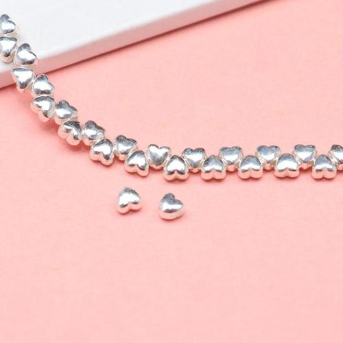 Spacer Beads Jewelry, 925 Sterling Silver, Heart, DIY, silver color, 3.50x3.20mm, Hole:Approx 1.2mm, Sold By PC