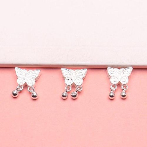 Spacer Beads Jewelry, 925 Sterling Silver, Butterfly, DIY, silver color, 10.50x12mm, Sold By PC