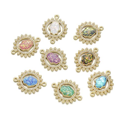 Cubic Zirconia Micro Pave Brass Connector with Opal plated DIY & micro pave cubic zirconia Sold By PC