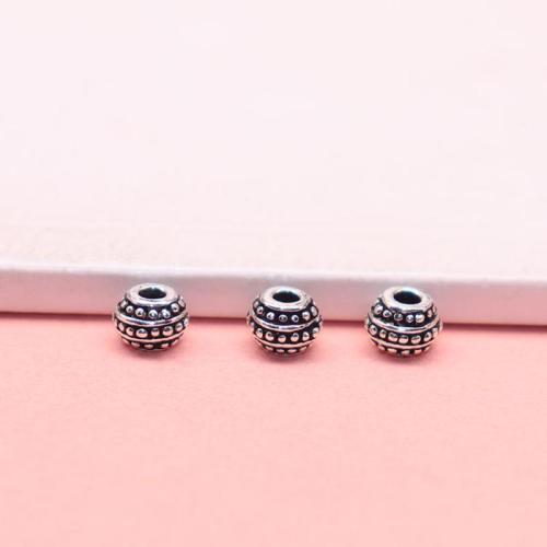 Spacer Beads Jóias, 925 prata esterlina, DIY, cor original, 5.90x4.20mm, Buraco:Aprox 2mm, vendido por PC