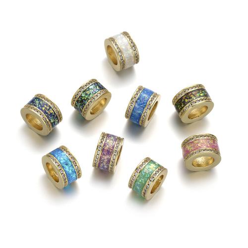 Brass Spacer Beads, with Opal, plated, DIY & micro pave cubic zirconia, more colors for choice, Sold By PC