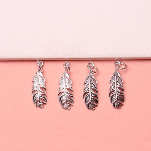 925 Sterling Silver Pendant Feather DIY Sold By PC
