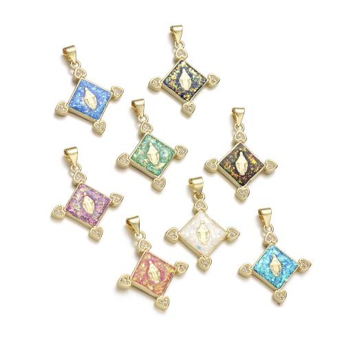 Cubic Zirconia Micro Pave Brass Pendant with Opal plated DIY & micro pave cubic zirconia Sold By PC