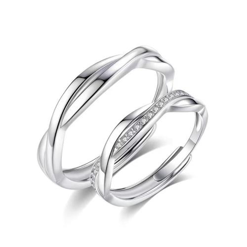 Cúbicos Circonia Micro Pave anillo de latón, metal, chapado, 2 piezas & unisexo & micro arcilla de zirconia cúbica, color original, Vendido por Set