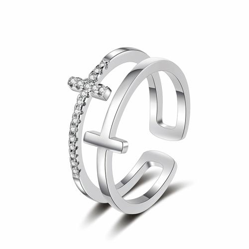 Cúbicos Circonia Micro Pave anillo de latón, metal, chapado, micro arcilla de zirconia cúbica & para mujer, color original, Vendido por UD