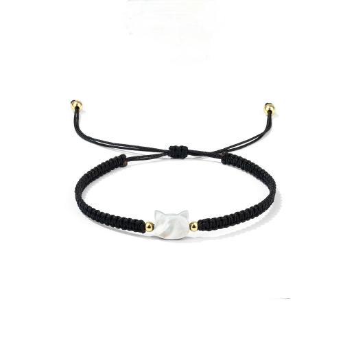 Shell Bracelet, with Polyester Cord, Cat, braided & different styles for choice & for couple, Length:Approx 6-11 Inch, Sold By PC