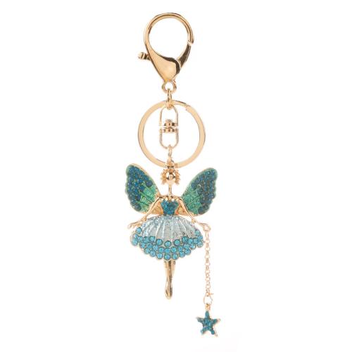 Zinc Alloy Key Clasp Angel gold color plated for woman & with rhinestone Sold By PC
