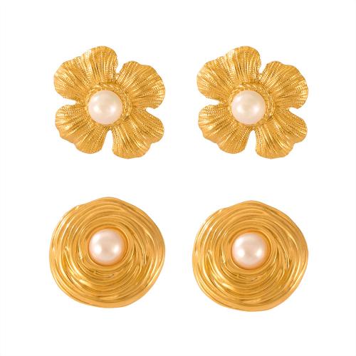 Titan Stahl Ohrring, Titanstahl, mit Kunststoff Perlen, Modeschmuck & verschiedene Stile für Wahl & für Frau, keine, verkauft von Paar