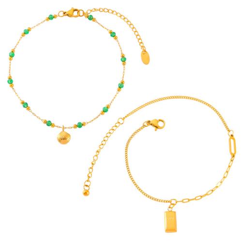 Fashion Jewelry Anklet, Acier titane, avec cristal, bijoux de mode & styles différents pour le choix & pour femme, doré, Vendu par PC