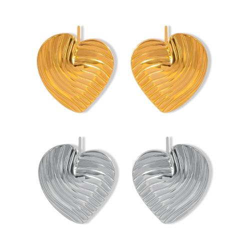 Titanium Steel  Earring, Heart, fashion jewelry & for woman, more colors for choice, 19x17mm, Sold By Pair