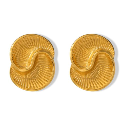 Boucle d'oreille Acier Titane, Plaqué or 18K, bijoux de mode & pour femme, doré, 36x28mm, Vendu par paire