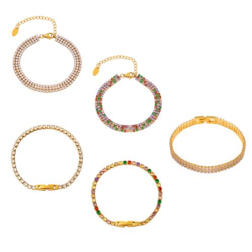 Titan Edelstahl Armband, Titanstahl, verschiedene Stile für Wahl & Micro pave Zirkonia & für Frau, goldfarben, verkauft von PC