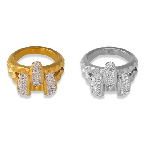 Titantium Steel δάχτυλο του δακτυλίου, Titanium Steel, με Τσεχικά, κοσμήματα μόδας & διαφορετικό μέγεθος για την επιλογή & για τη γυναίκα, περισσότερα χρώματα για την επιλογή, Sold Με PC