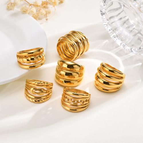 Vinger Ring in edelstaal, 304 roestvrij staal, 18K verguld, verschillende grootte voor keus & verschillende stijlen voor de keuze & voor vrouw, gouden, Verkocht door PC
