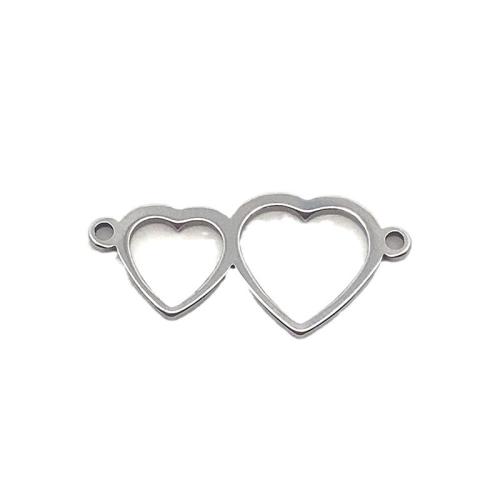 Stainless Steel Connector, 304 Stainless Steel, Heart, DIY, original color, 25x11mm, Sold By PC