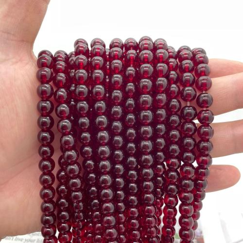 Natürlicher Granat Perlen, rund, DIY & verschiedene Größen vorhanden, dunkelrot, verkauft per ca. 38 cm Strang