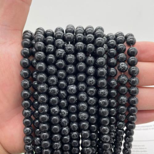 Türkis Perlen, Synthetische Türkis, rund, DIY & verschiedene Größen vorhanden, schwarz, verkauft per ca. 38 cm Strang