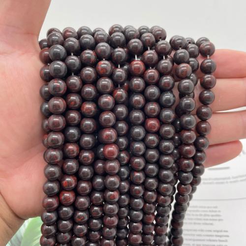 Jasper Brecciated Beads Round DIY black and red Sold Per Approx 38 cm Strand
