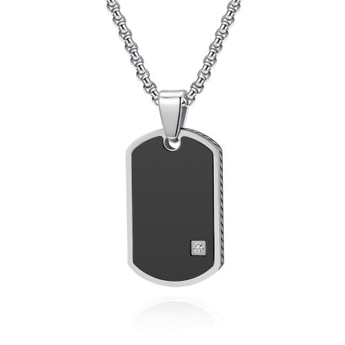 Stainless Steel Jewelry Necklace 304 Stainless Steel Vacuum Ion Plating fashion jewelry & for man & with rhinestone Sold By PC