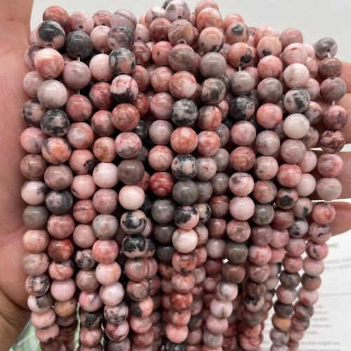 Gemstone Jewelry Beads, Zebra Jasper, Round, DIY & different size for choice, pink, Sold Per Approx 38 cm Strand