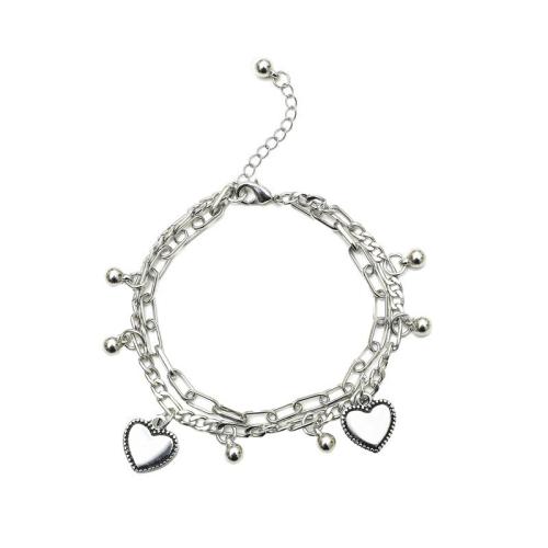 Bracelet en alliage de zinc, avec 5cm chaînes de rallonge, coeur, Placage, bijoux de mode & pour femme, plus de couleurs à choisir, protéger l'environnement, sans nickel, plomb et cadmium, Longueur:16 cm, Vendu par PC