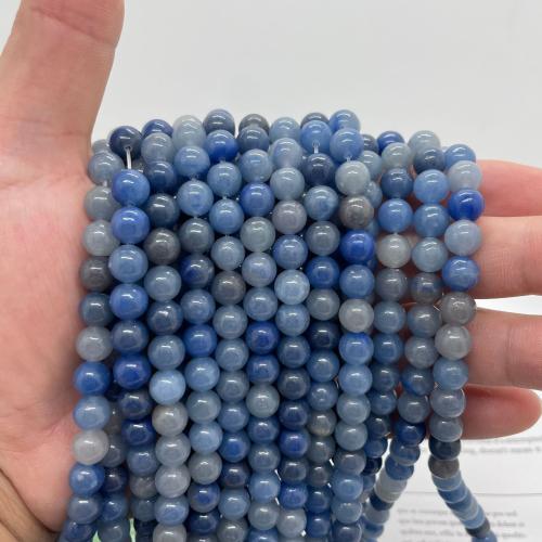 Aventurin Perlen, Blauer Aventurin, rund, DIY & verschiedene Größen vorhanden, blau, verkauft per ca. 38 cm Strang