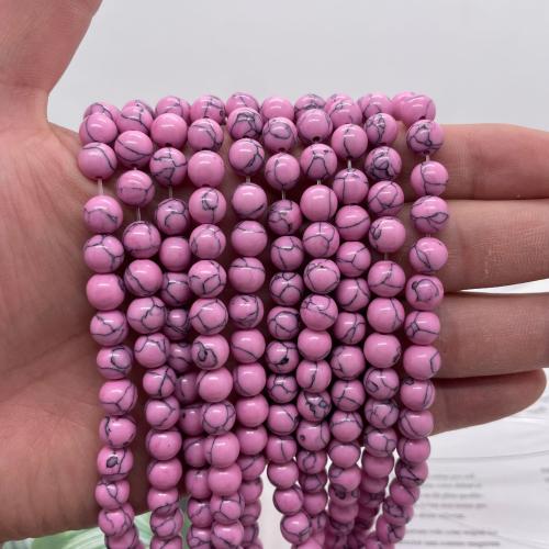 Türkis Perlen, Synthetische Türkis, rund, DIY & verschiedene Größen vorhanden, Rosa, verkauft per ca. 38 cm Strang