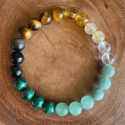 Gemstone Bracelets, Round, fashion jewelry & Unisex, mixed colors, 8mm, Length:20.32 cm, Sold By PC