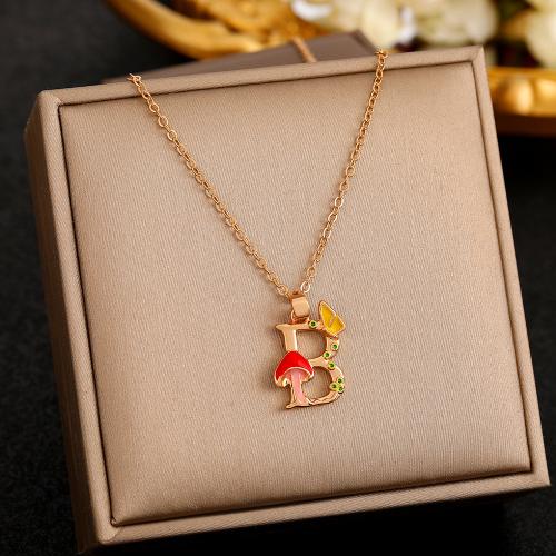 Zinc Alloy Jewelry Necklace with 5cm extender chain Alphabet Letter gold color plated fashion jewelry & for woman & enamel nickel lead & cadmium free Length 40 cm Sold By PC