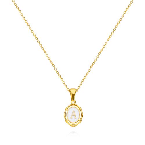 Zinc Alloy Jewelry Necklace with 5cm extender chain Flat Oval gold color plated fashion jewelry & for woman & enamel nickel lead & cadmium free Length 40 cm Sold By PC