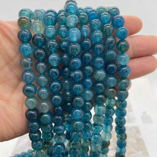 Natural Dragon Veins Agate Beads Round DIY blue Sold Per Approx 38 cm Strand