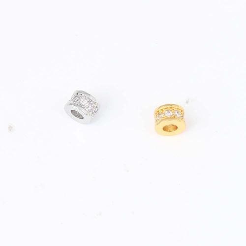 Cubic Zirconia Micro Pave Brass Beads, plated, DIY & micro pave cubic zirconia, more colors for choice, nickel, lead & cadmium free, 5.90x5.80x4mm, Sold By PC