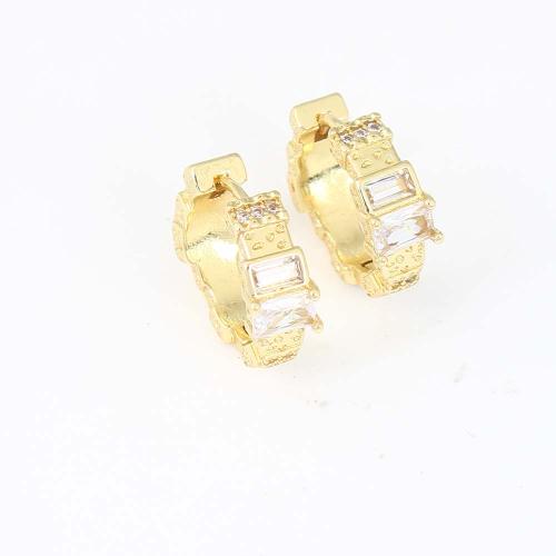 Cubic Zirconia Micro Pave Brass Earring, gold color plated, micro pave cubic zirconia & for woman, nickel, lead & cadmium free, 16.80x15x5.70mm, Sold By PC