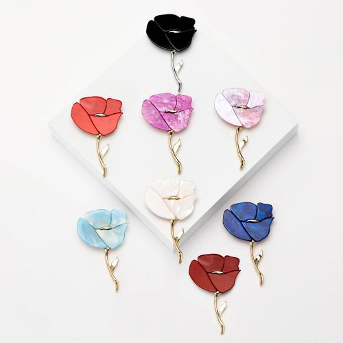 Zinc Alloy Brooches Flower plated fashion jewelry & enamel nickel lead & cadmium free Sold By PC