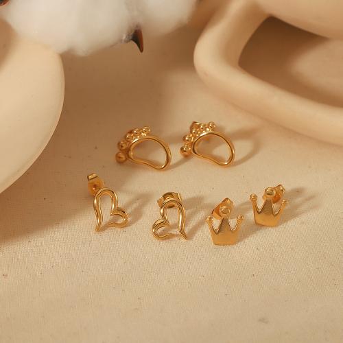 Stainless Steel Stud Earrings 304 Stainless Steel gold color plated fashion jewelry gold Sold By Pair