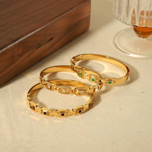 Stainless Steel Bangle, 304 Stainless Steel, plated, fashion jewelry & with rhinestone, more colors for choice, Sold By PC