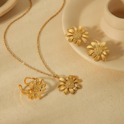 Fashion Stainless Steel Jewelry Sets 304 Stainless Steel gold color plated fashion jewelry gold Sold By Pair