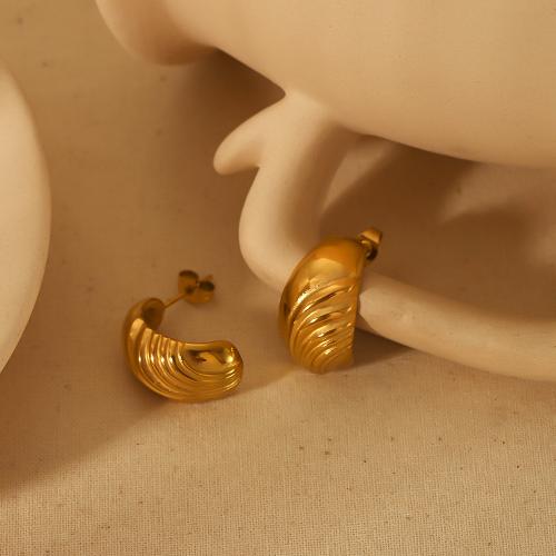 Edelstahl Ohrringe, 304 Edelstahl, goldfarben plattiert, Modeschmuck, Goldfarbe, 12.30x21.50mm, verkauft von Paar