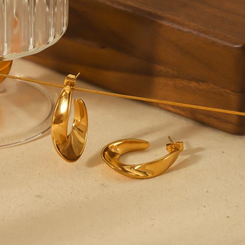 Edelstahl Ohrringe, 304 Edelstahl, plattiert, Modeschmuck, goldfarben, 22.80x29.50mm, verkauft von Paar