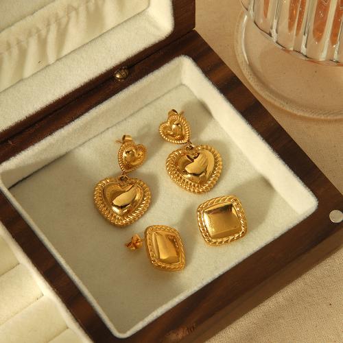 Stainless Steel Stud Earrings 304 Stainless Steel gold color plated fashion jewelry golden Sold By Pair