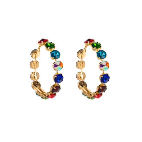 Tibetan Style Stud Earring, fashion jewelry & for woman & with rhinestone, more colors for choice, 60mm, Sold By Pair