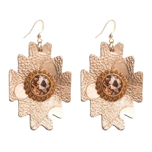 Earring Jewelry, PU Leather, with Glass Rhinestone, fashion jewelry & different styles for choice & for woman, Sold By Pair