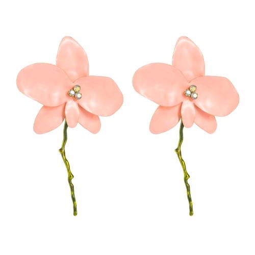 Tibetan Style Stud Earring, Flower, fashion jewelry & for woman & enamel & with rhinestone, more colors for choice, 130x85mm, Sold By Pair