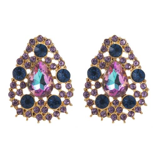 Zinc Alloy Stud Earring with Glass Rhinestone Teardrop fashion jewelry & for woman & with rhinestone Sold By Pair