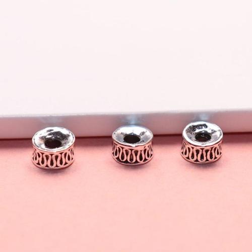 Perles d'espacement Bijoux, argent sterling 925, DIY, couleur originale, 6mm, Trou:Environ 2mm, Vendu par PC