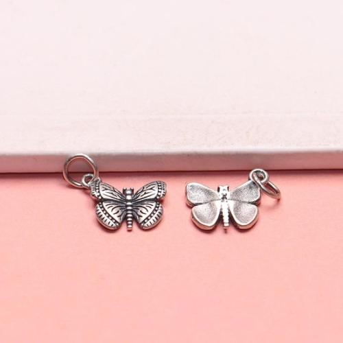 925 Sterling Silver Pendant, Butterfly, DIY, more colors for choice, 12.60x10.50mm, Sold By PC
